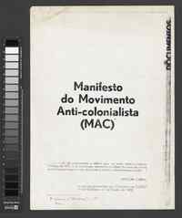 Movimento Anti-Colonialista (MAC) – Manifesto